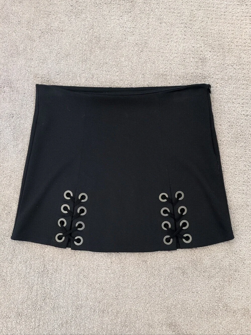 Black Grommet Mini Skirt